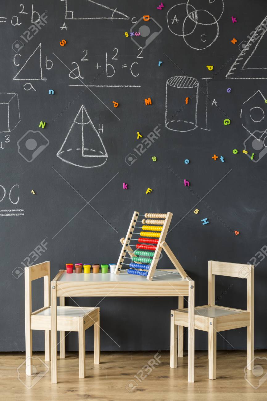 chalkboard table and chairs