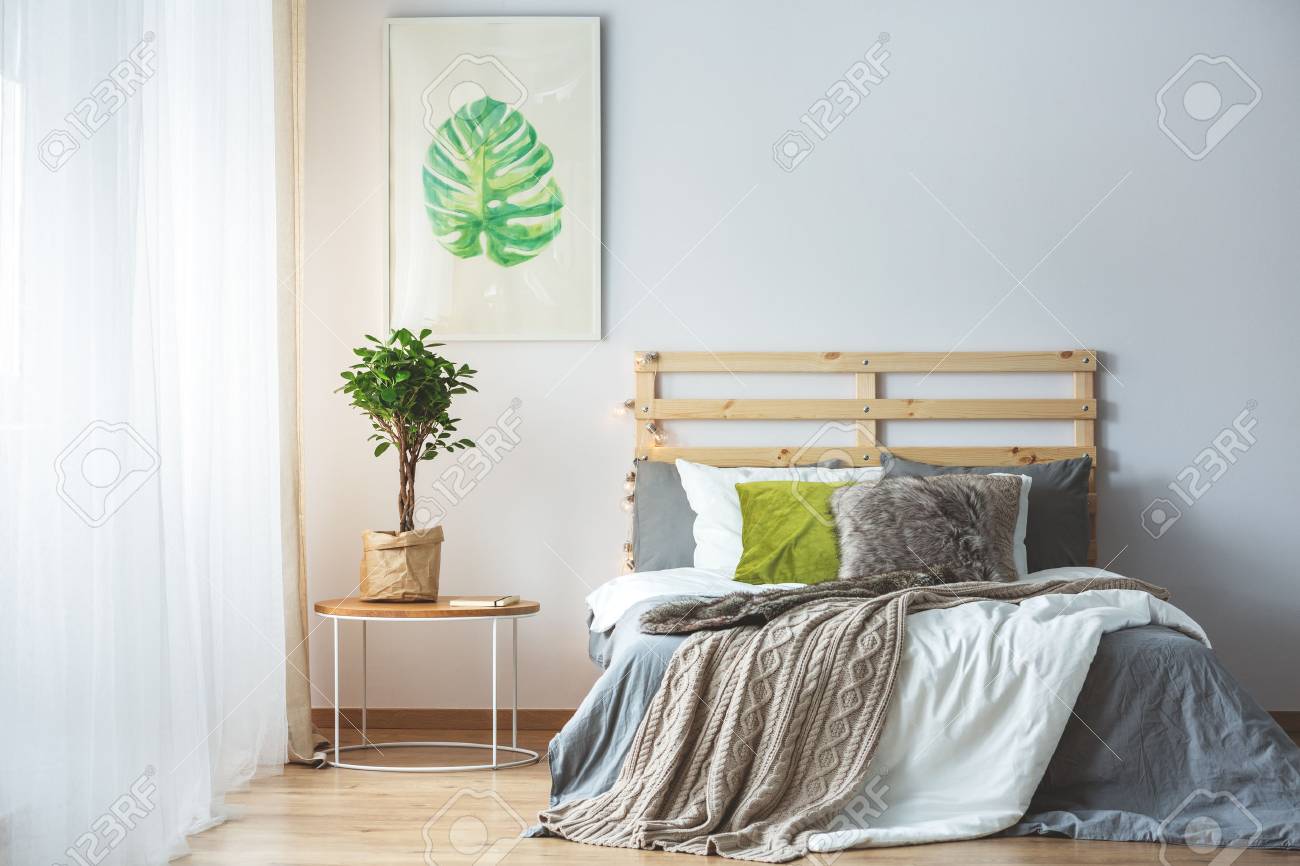 pastel bedroom interior with