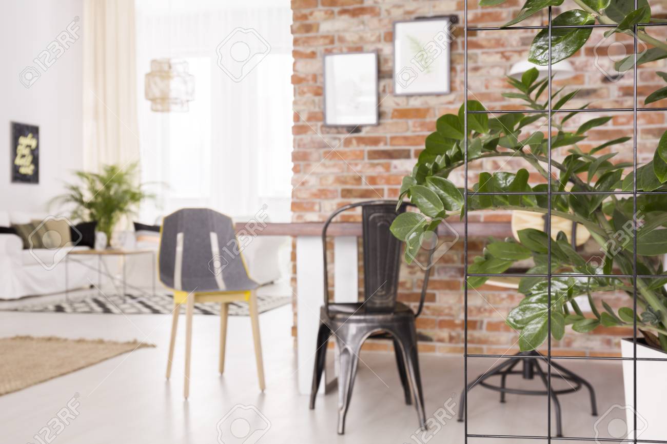 Amplio Salon De Decoracion Contemporanea Con Pared De Ladrillo