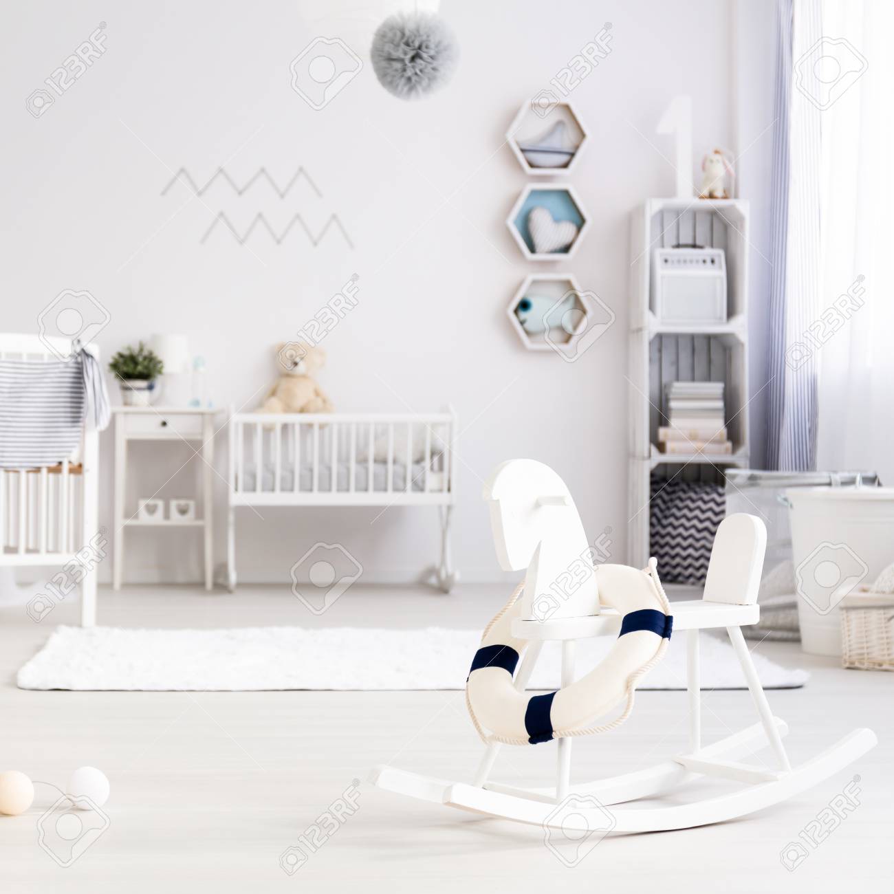 white rocking crib