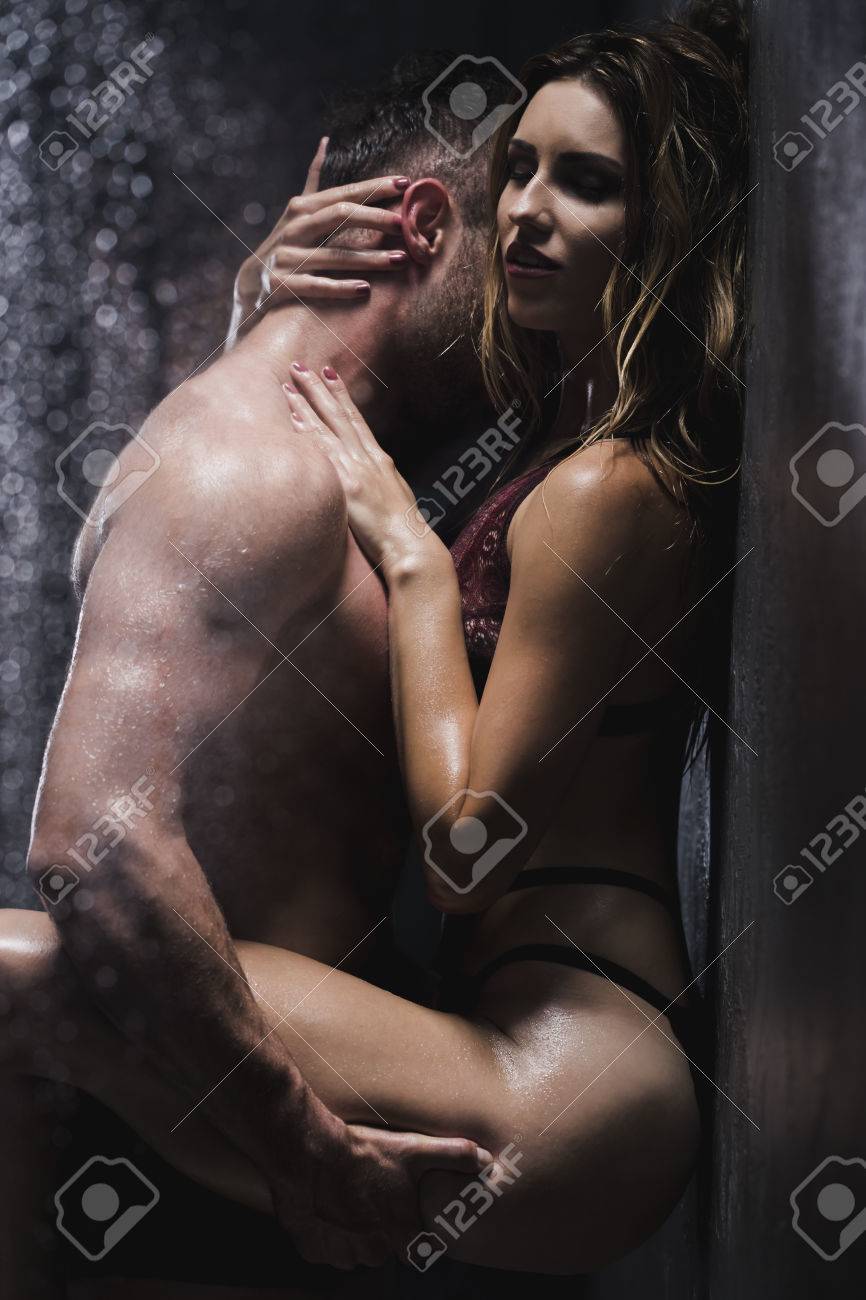 Man Passionately Kissing The Woman S Neck In The Common Shower Stock Photo Picture And Royalty Free Image Image 78504491