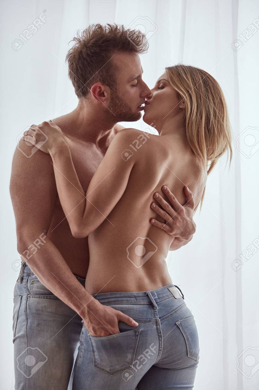 Sexy, Topless Couple During Foreplay, Kissing And Embracing Stock Photo,  Picture and Royalty Free Image. Image 81578264.