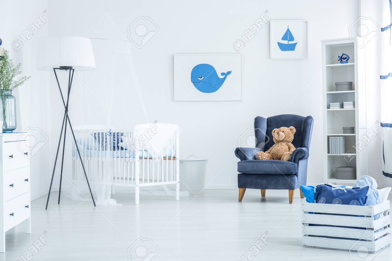 baby blue armchair