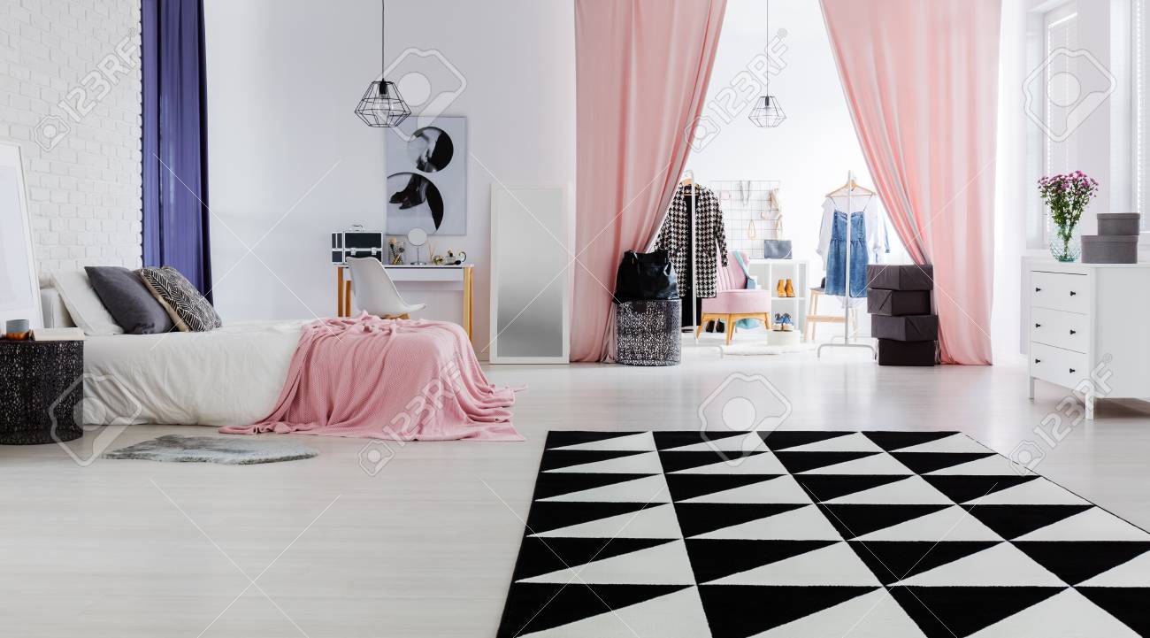 Chic And Modern Interior Design Of Female Bedroom With Bright