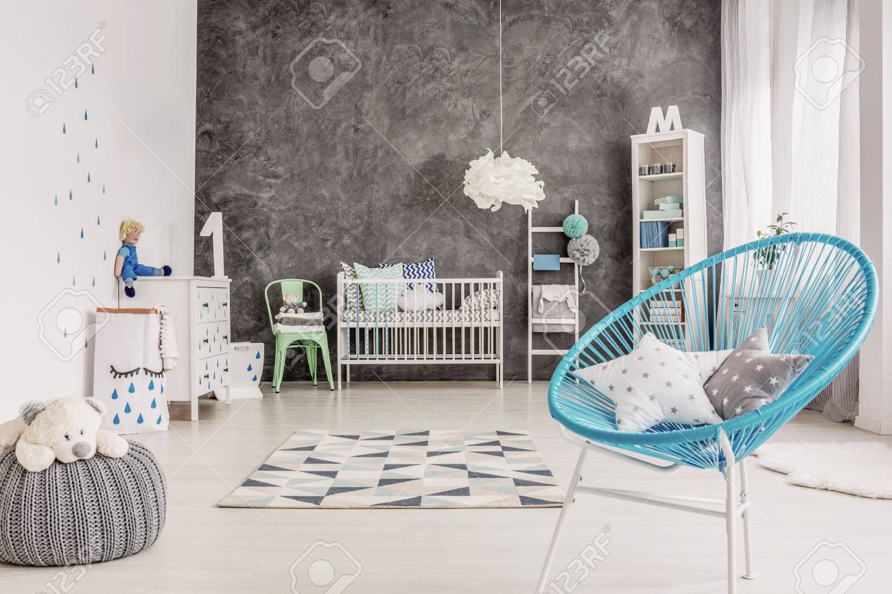 baby blue armchair