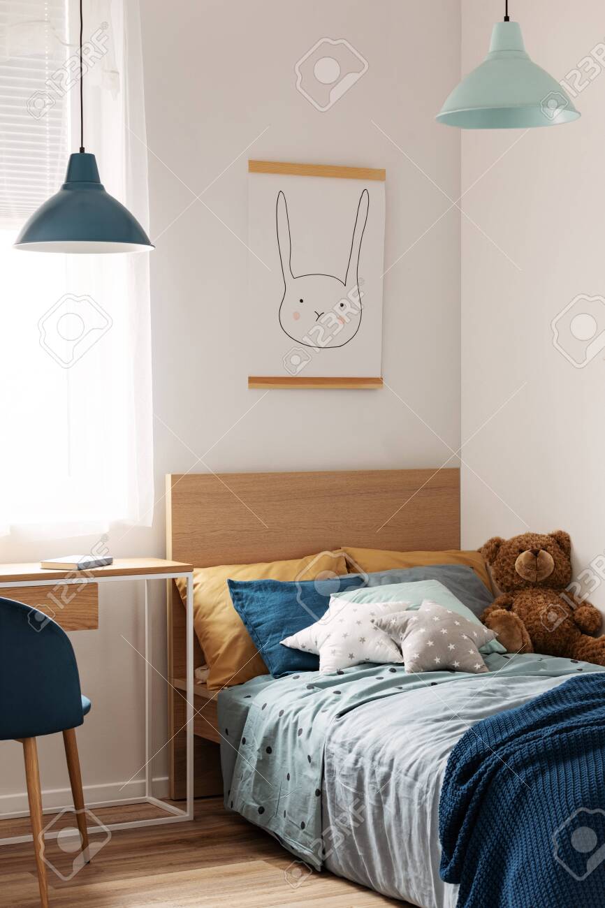 Pastel Blue And Mint Accents In Cozy Children S Bedroom