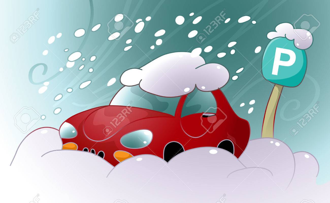 雪と氷の駐車場で立ち往生している車のベクトル イラスト のイラスト素材・ベクタ - . Image 8164052.