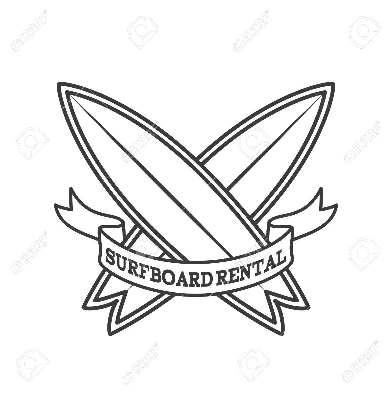 surfboard rental logo design surfing logotype vector illustration