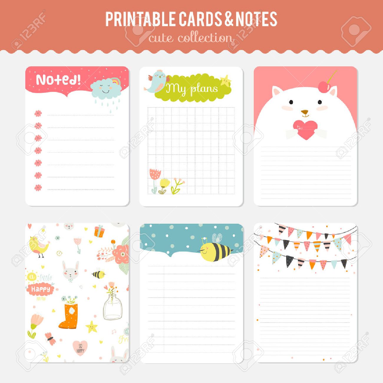 cute-cards-notes-and-stickers-with-spring-and-summer-illustrations-template-for-scrapbooking-notebooks-diary-personal-schedule-and-school-accessories-royalty-free-svg-cliparts-vectors-and-stock-illustration-image-40554020 for Cute Free Printable Note Cards Cute Cards, Notes And Stickers With Spring And Summer Illustrations. Template For Scrapbooking, Notebooks, Diary, Personal Schedule And School Accessories. Royalty Free SVG, Cliparts, Vectors, and Stock Illustration. Image 40554020. for Cute Free Printable Note Cards