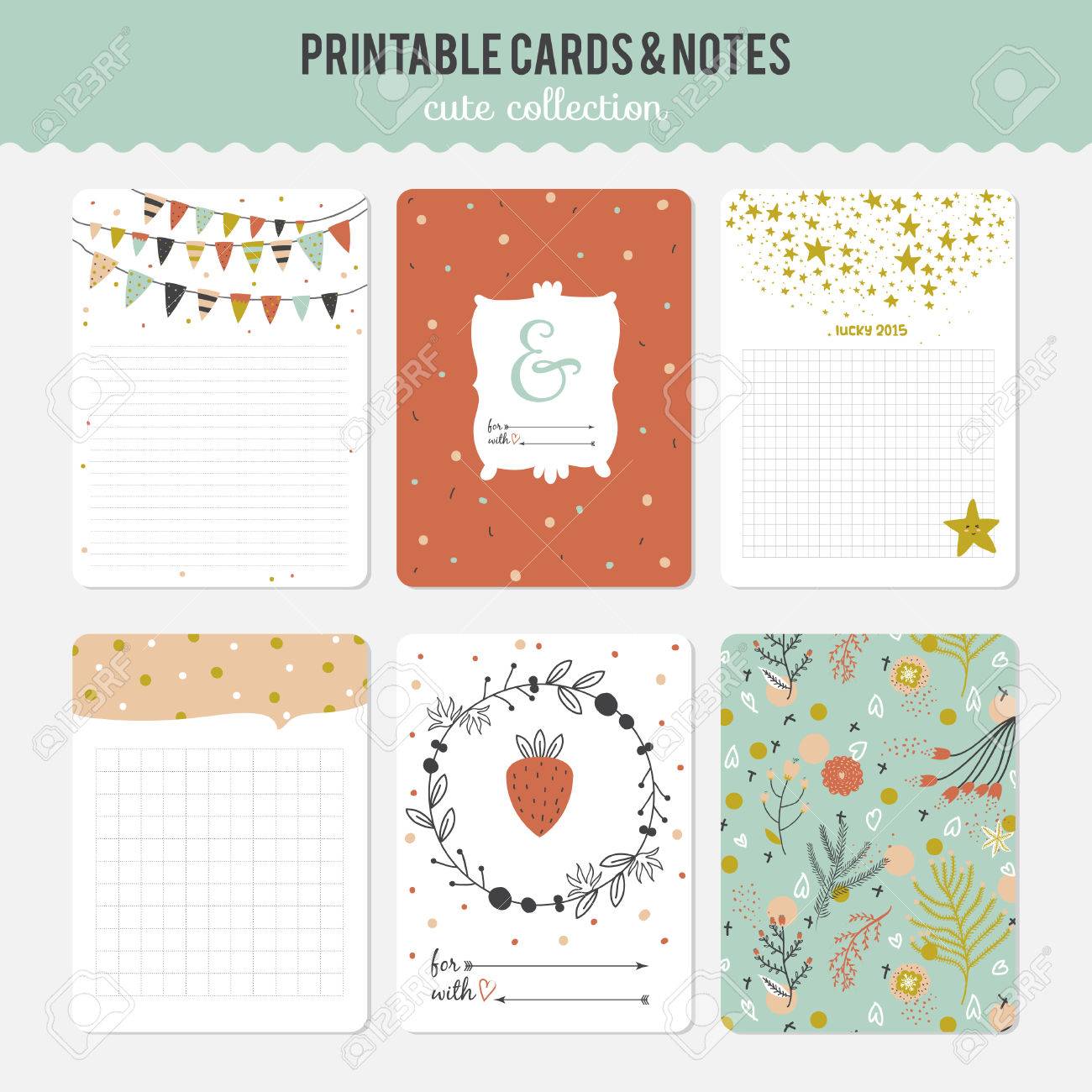 かわいいカード ノート 春と夏のイラストを使用したステッカー スクラップブッ キング ノート 日記 個人的なスケジュール 学校付属品のテンプレートです のイラスト素材 ベクタ Image