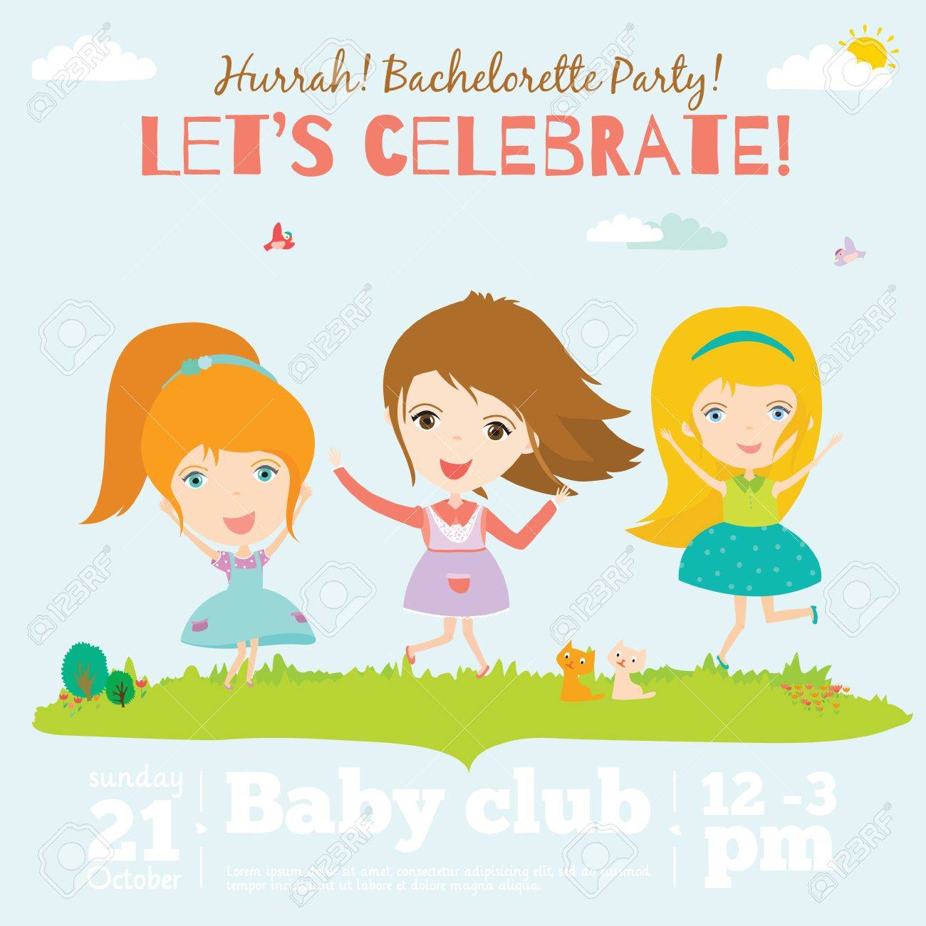 vector invitation card on summer beach party with smiling and kids beach party invitation