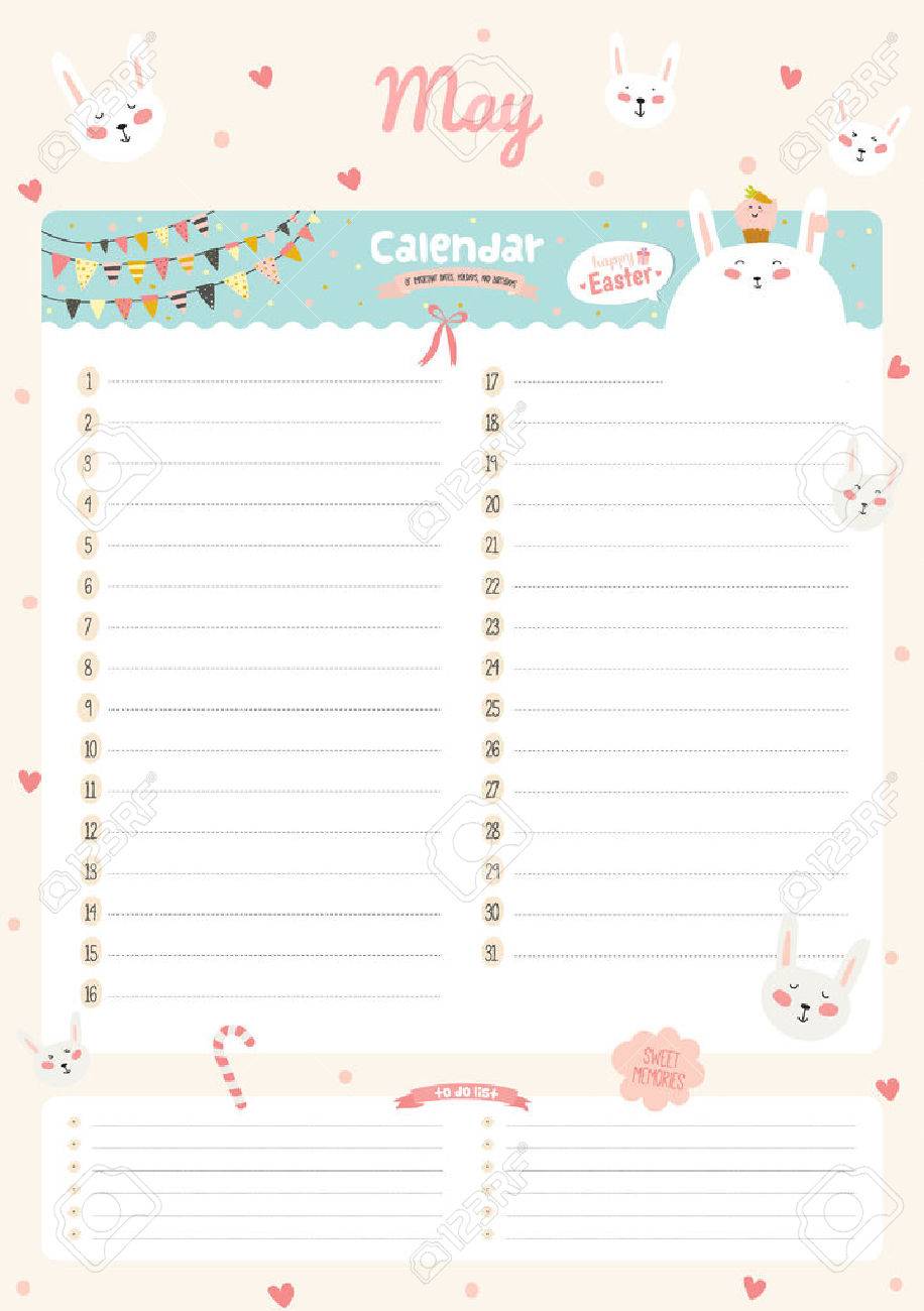 かわいいカレンダー 16年テンプレート ベクトル記号と面白いイラスト誕生日日記動物と子供たち 流行シーズン休日背景 良い主催者とスケジュールとノートを場所します のイラスト素材 ベクタ Image