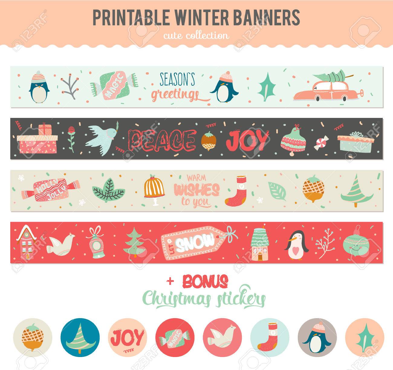 romantic and cute vector cards notes stickers labels tags