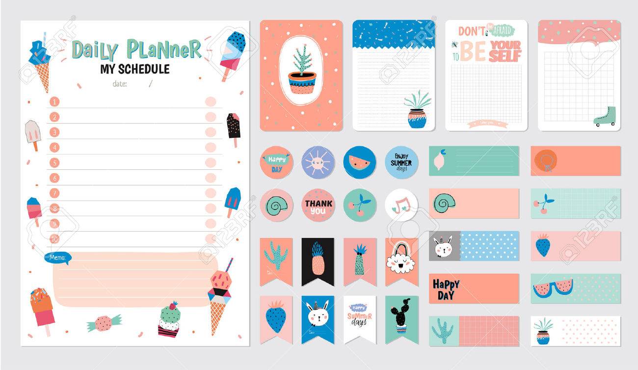 scandinavian weekly and daily planner template organizer and