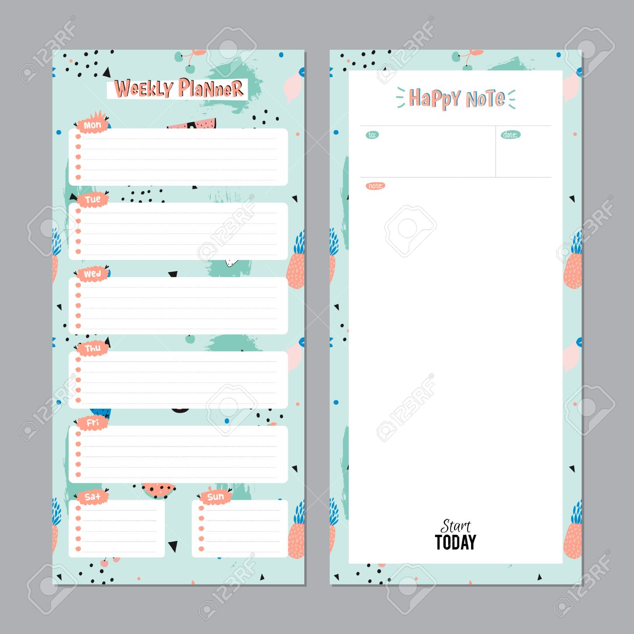 scandinavian weekly and daily planner template organizer and