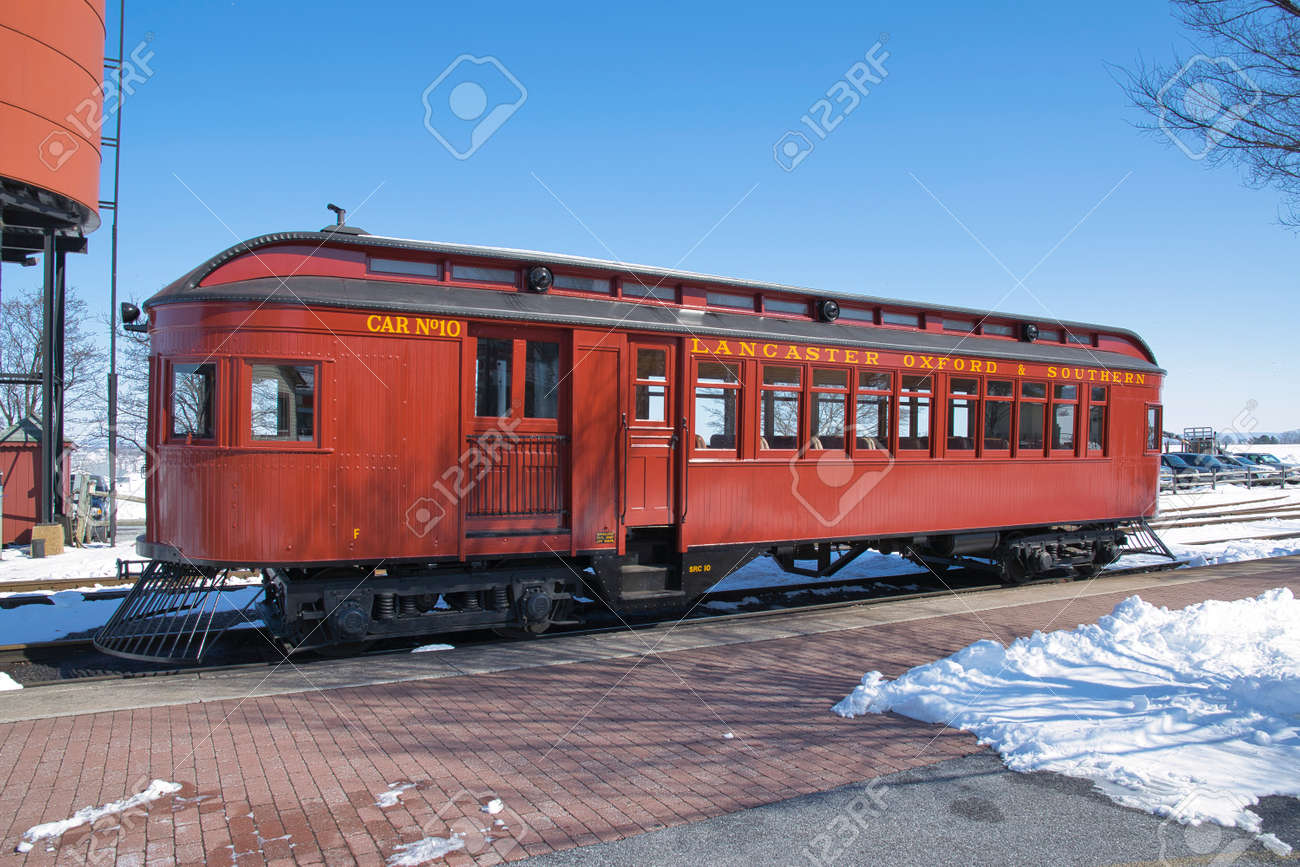 Strasburg, Pennsylvania, March 2018 - View of a 1910 Rail Car Totally Restored and Operational - 165167363 Strasburg, Pennsylvania, March 2018 - View of a 1910 Rail Car Totally Restored and Operational - 165167363