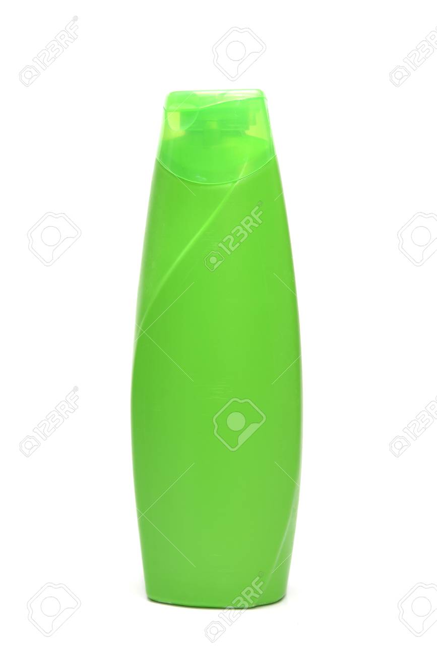 白い背景に分離された緑の空シャンプー容器 の写真素材 画像素材 Image