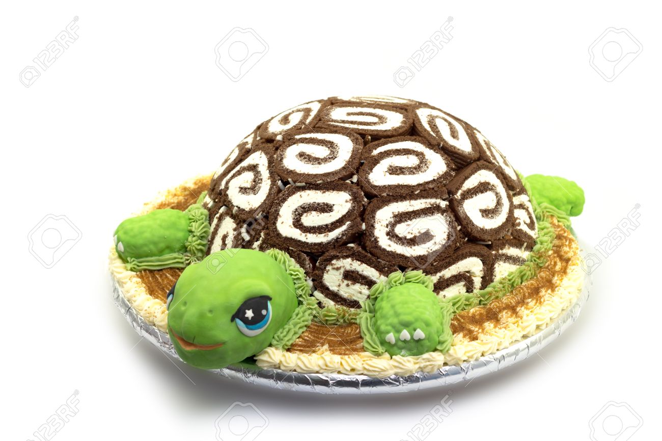 Gateau En Forme De Tortue Sur Fond Blanc Banque D Images Et Photos Libres De Droits Image