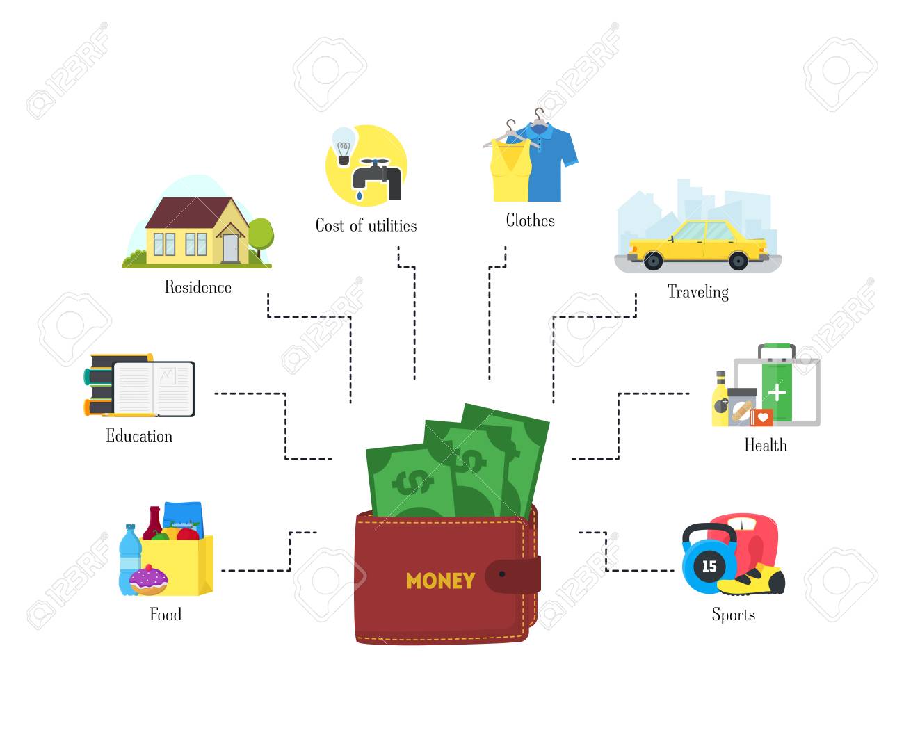 cartoon monthly expenses finance concept vector royalty free