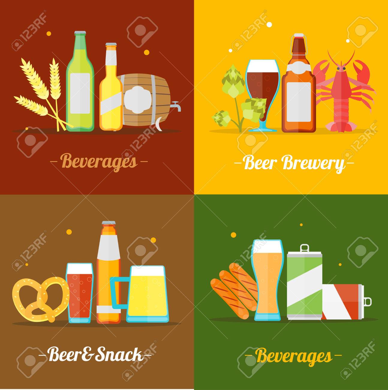 colorful drinking beer banner card set for bar restaurant pub
