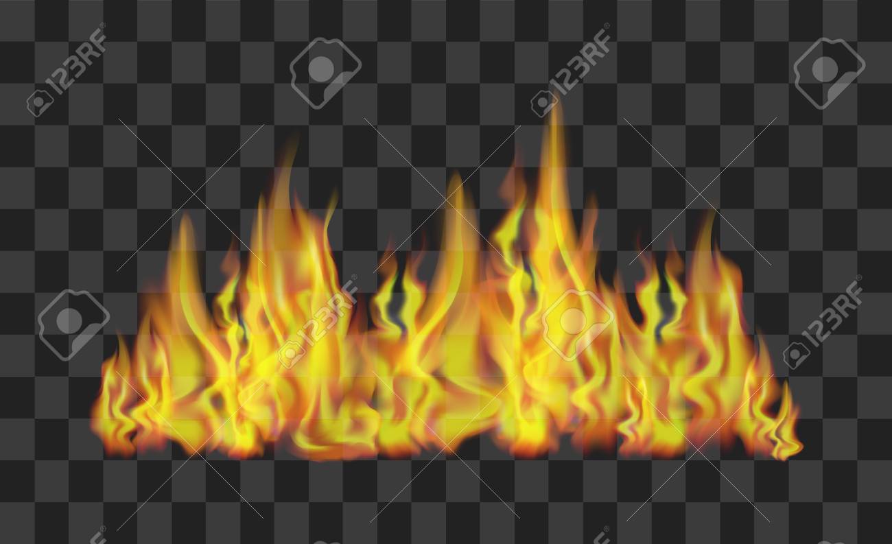 現実的な明るい火は炎デザインの透明な光の効果上の線です のイラスト素材 ベクタ Image