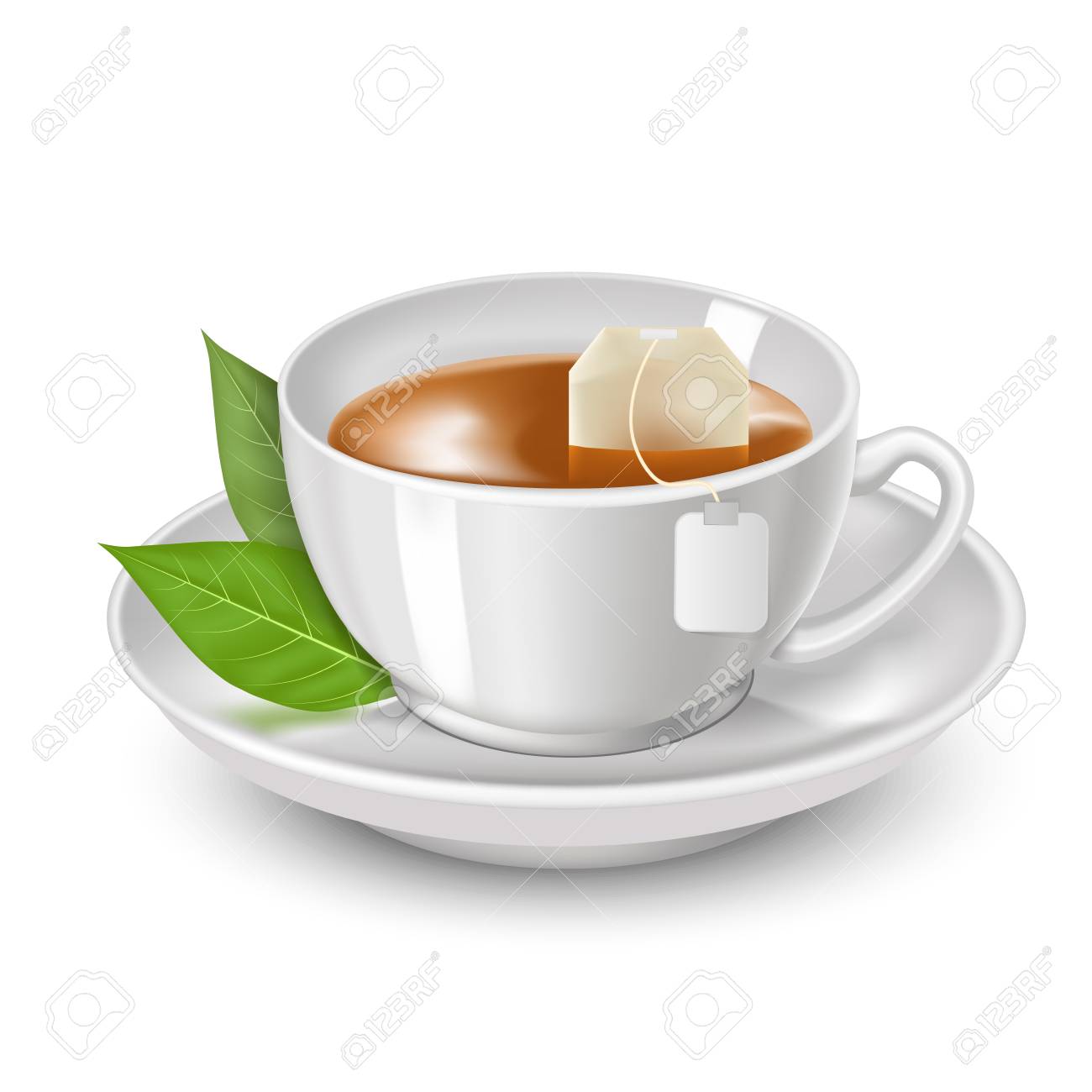 Download Realistic Detailed 3d Black Teabag And White Tea Cup Ad Vector Royalty Free Cliparts Vectors And Stock Illustration Image 93979149