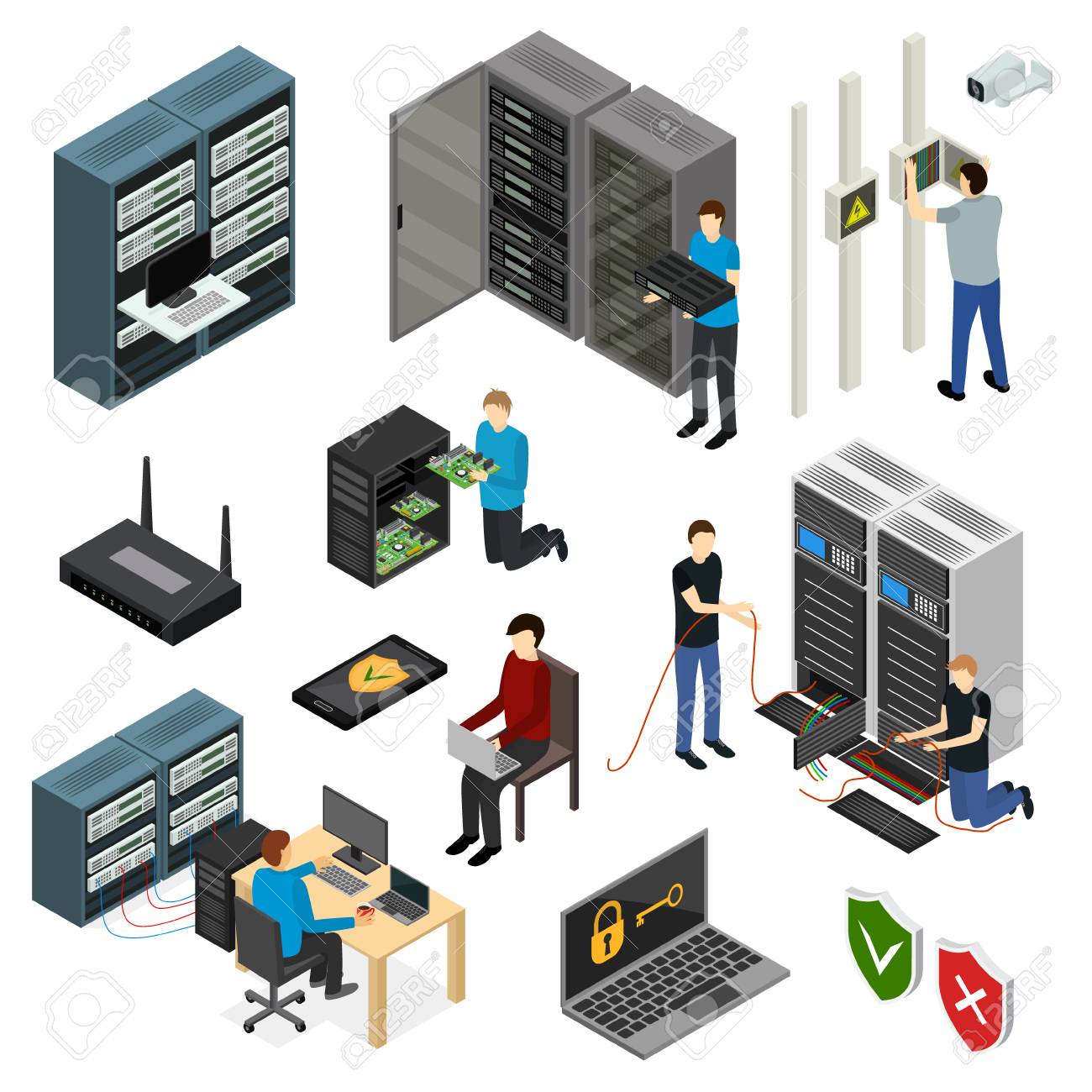 Server Hardware Signs Icons Set Isometric View Isolated on White Background. Vector illustration of Icon Technology Network Computer - 94932059 Server Hardware Signs Icons Set Isometric View Isolated on White Background. Vector illustration of Icon Technology Network Computer - 94932059