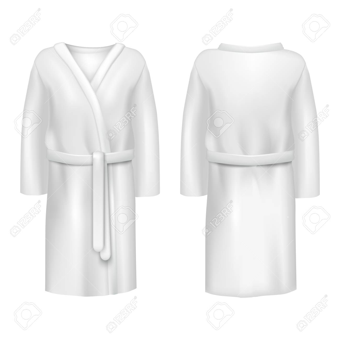 Download Realistic 3d Detailed White Blank Bathrobe Empty Template Mockup Royalty Free Cliparts Vectors And Stock Illustration Image 124987366