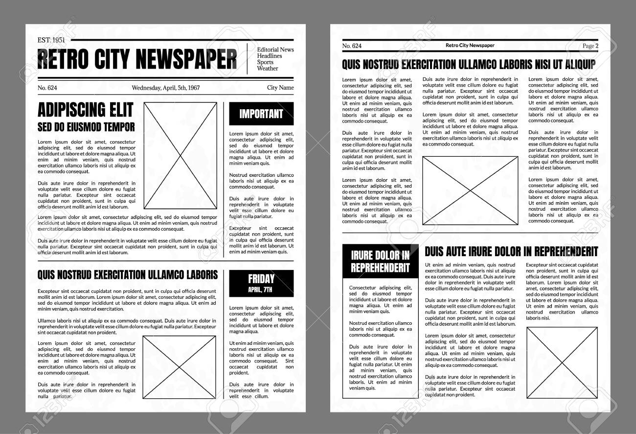 vintage daily newspaper template sheets set old style design black and white newspaper template