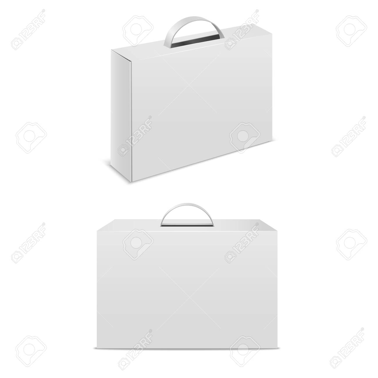 Download Realistic Detailed 3d White Blank White Box Case With Handle Royalty Free Cliparts Vectors And Stock Illustration Image 133935308 PSD Mockup Templates