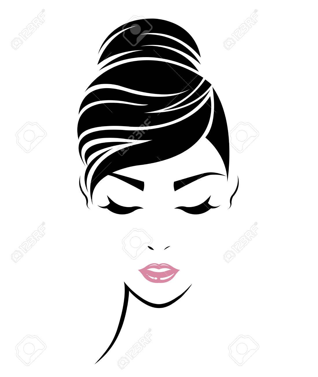 illustration of women hair style icon, logo women face on white background, vector - 62776386 illustration of women hair style icon, logo women face on white background, vector - 62776386