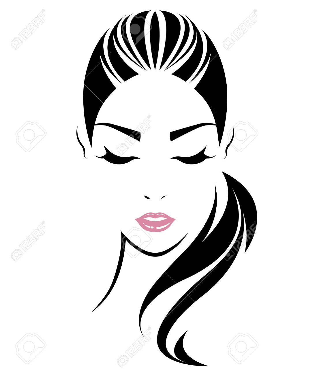 women long hair style icon, logo women face on white background, vector - 62776389 women long hair style icon, logo women face on white background, vector - 62776389