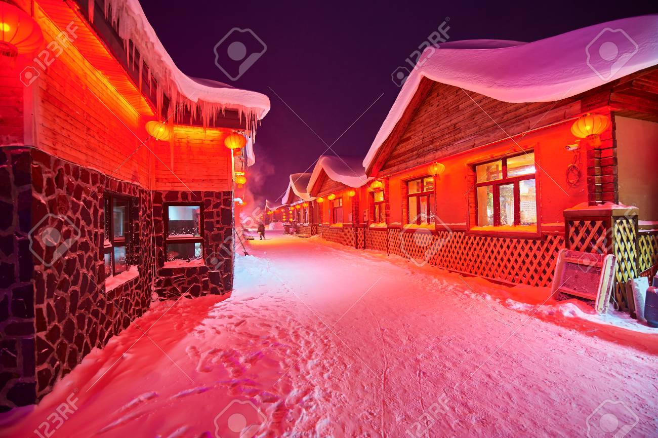 中国の雪町風景夜景 の写真素材 画像素材 Image 中国の雪町風景夜景 の写真素材 画像素材 Image