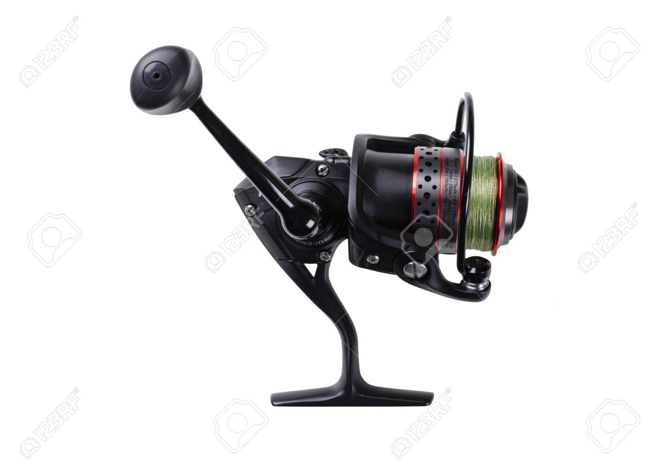 Download Fishing Tackle Fishing Reel With The Line Isolated On White Stock Photo Picture And Royalty Free Image Image 135627470