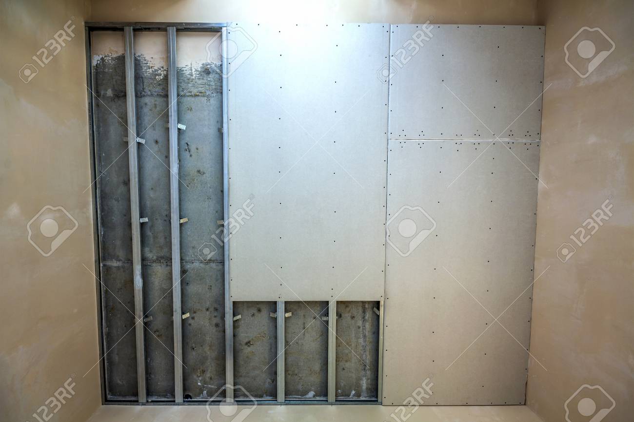 Suspended Ceiling From Drywall Fixed To Metal Frame With Screws