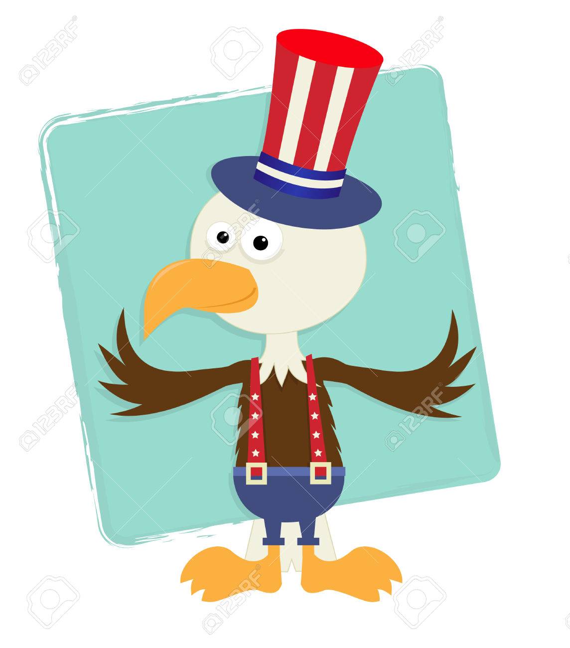 Patriotic Eagle With Hat Cute Baby Eagle With Uncle Sam Top