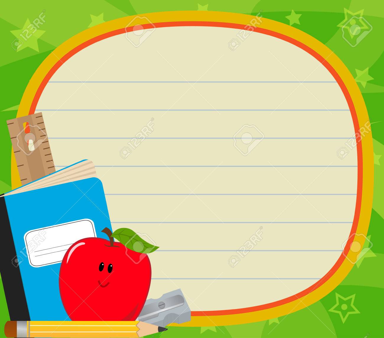 cute blank sign with school items and green background royalty free cute school backgrounds