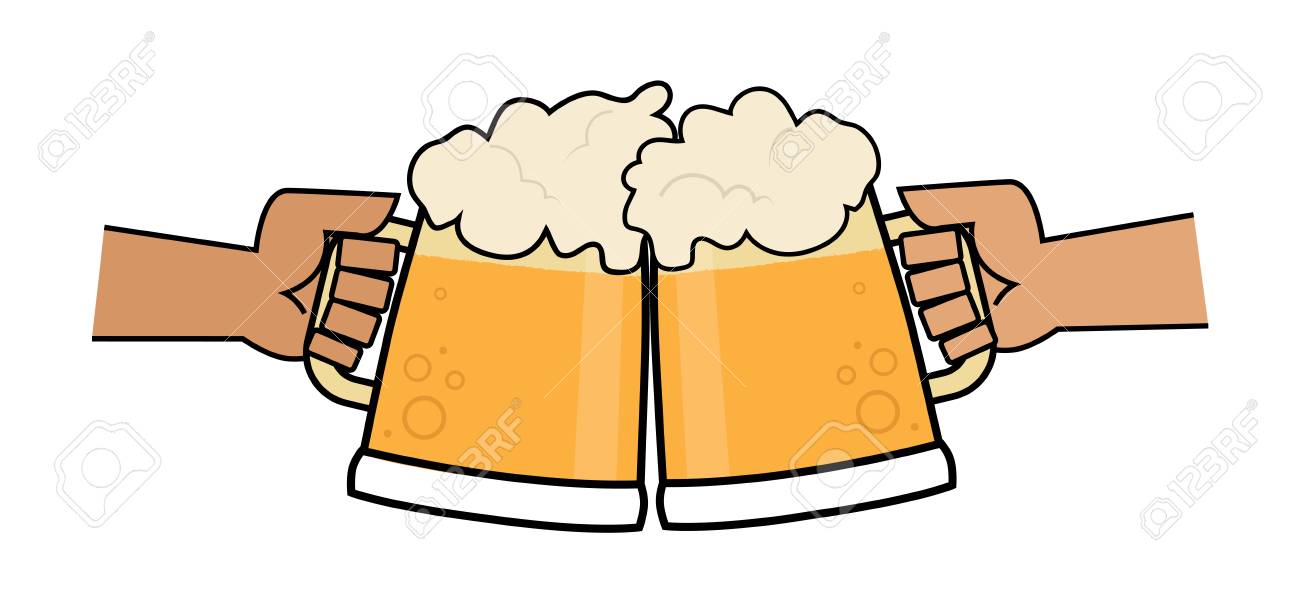 Clip Art Of Two Hands Holding Beer Mugs Making A Toast. Royalty Free SVG,  Cliparts, Vectors, and Stock Illustration. Image 90911760., image size:1300x609