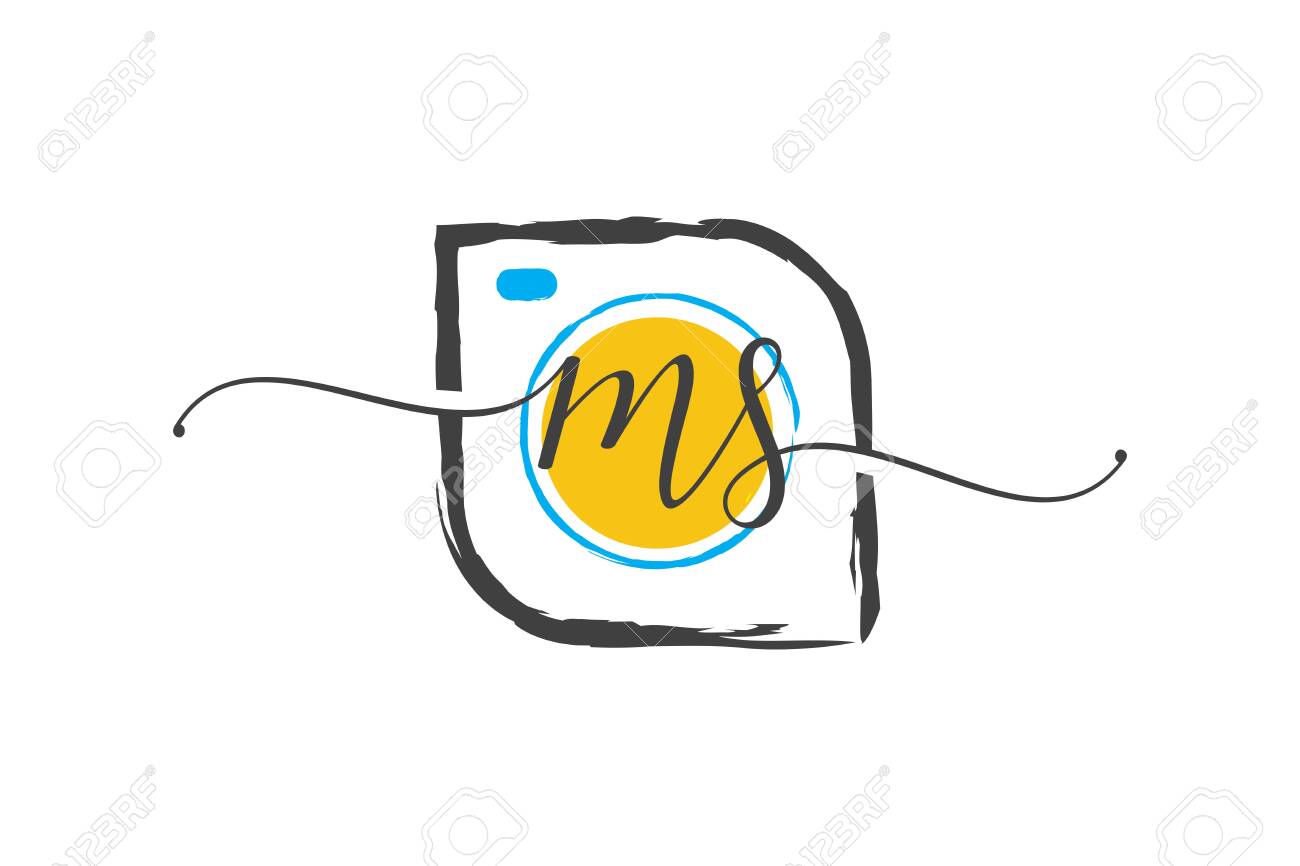 M S Initial Handwriting Logo Design With A Brush Photography Royalty Free Cliparts Vectors And Stock Illustration Image