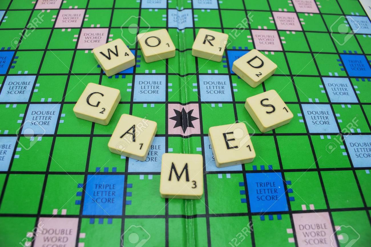 the classic scrabble letter spelling out word games on a scrabble