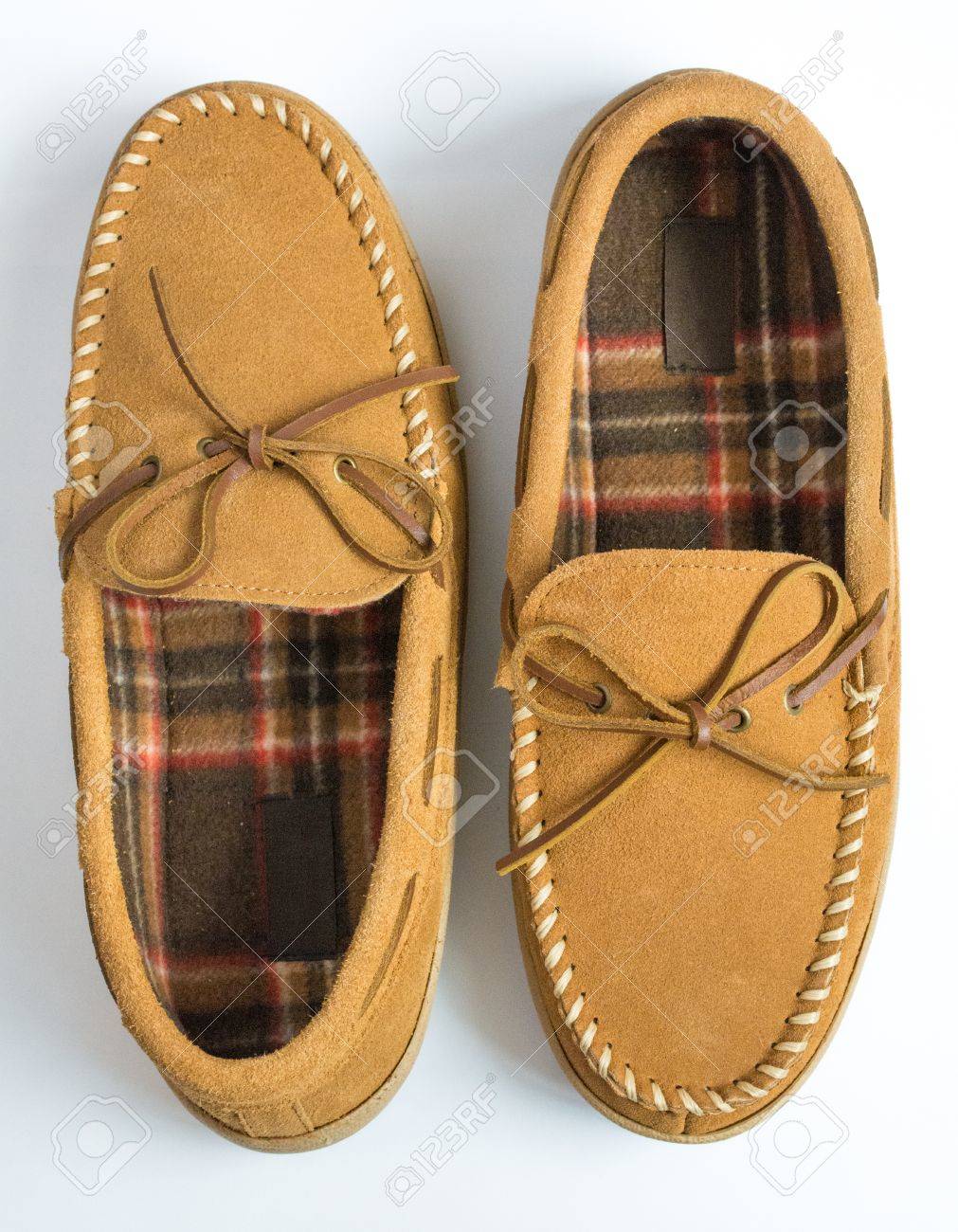 tartan moccasin slippers