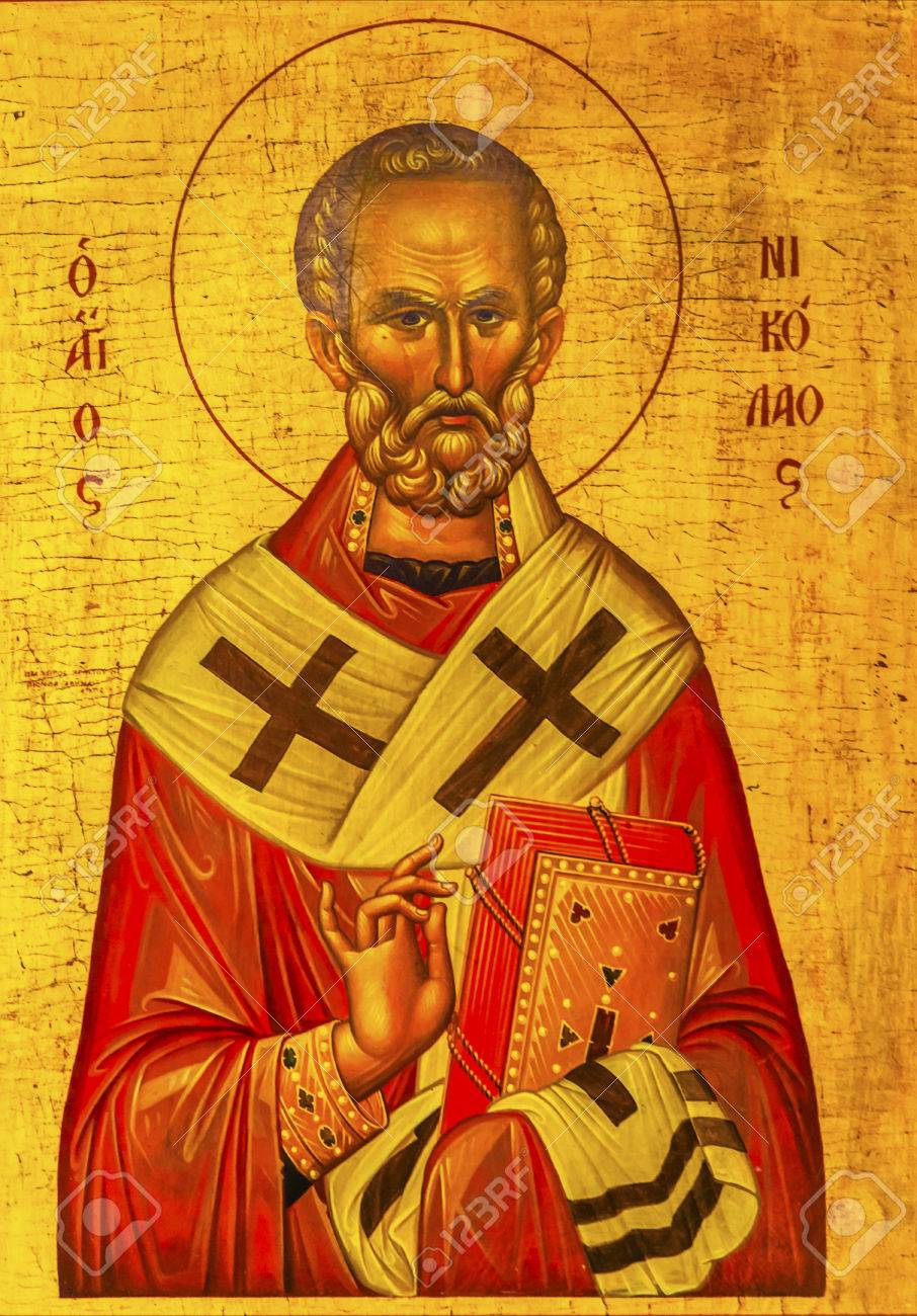 Heilige Nikolaus Goldene Ikone Heilige Georgs Griechisch Orthodoxe Kirche Madaba Jordanien Beruhmte Heiligen Aus Dem 4 Jahrhundert 300s Seine Geheime Geschenk Geben Gab Anlass Zu Santa Claus Verhaftet In Der 300 Verfolgung Von