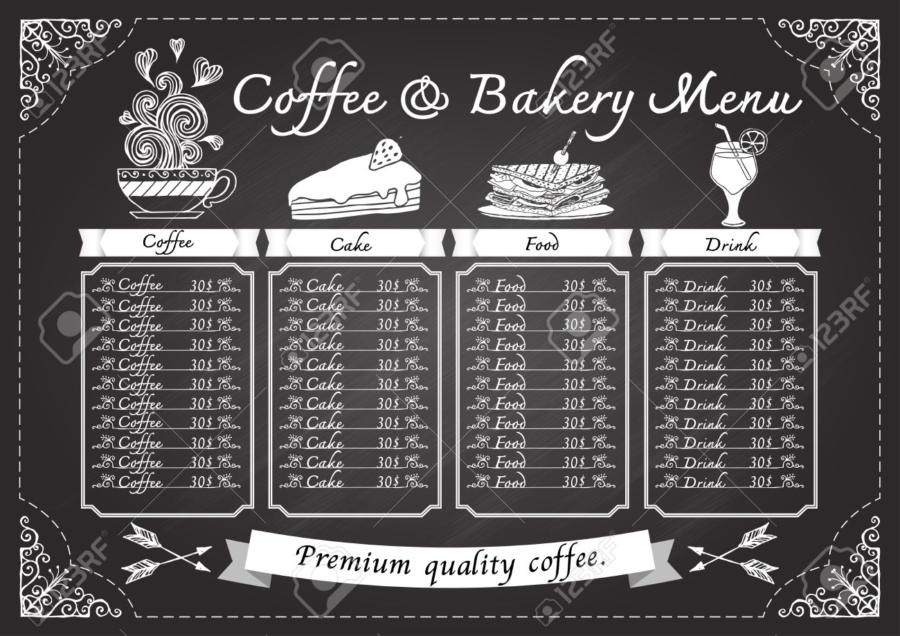 hand drawn coffee menu on chalkboard design template chalkboard design template