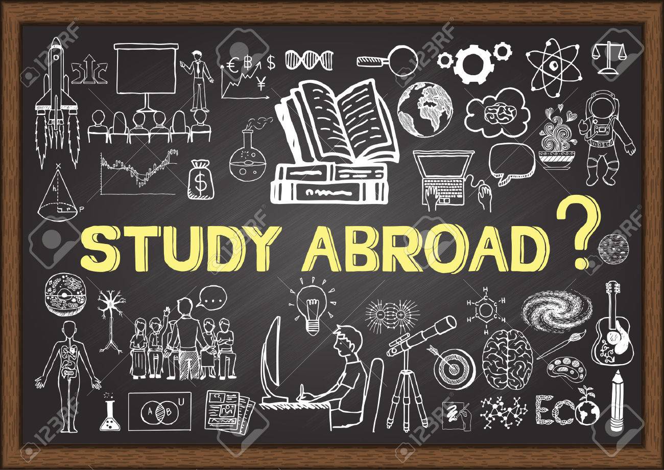 留学黒板の落書き のイラスト素材 ベクタ Image