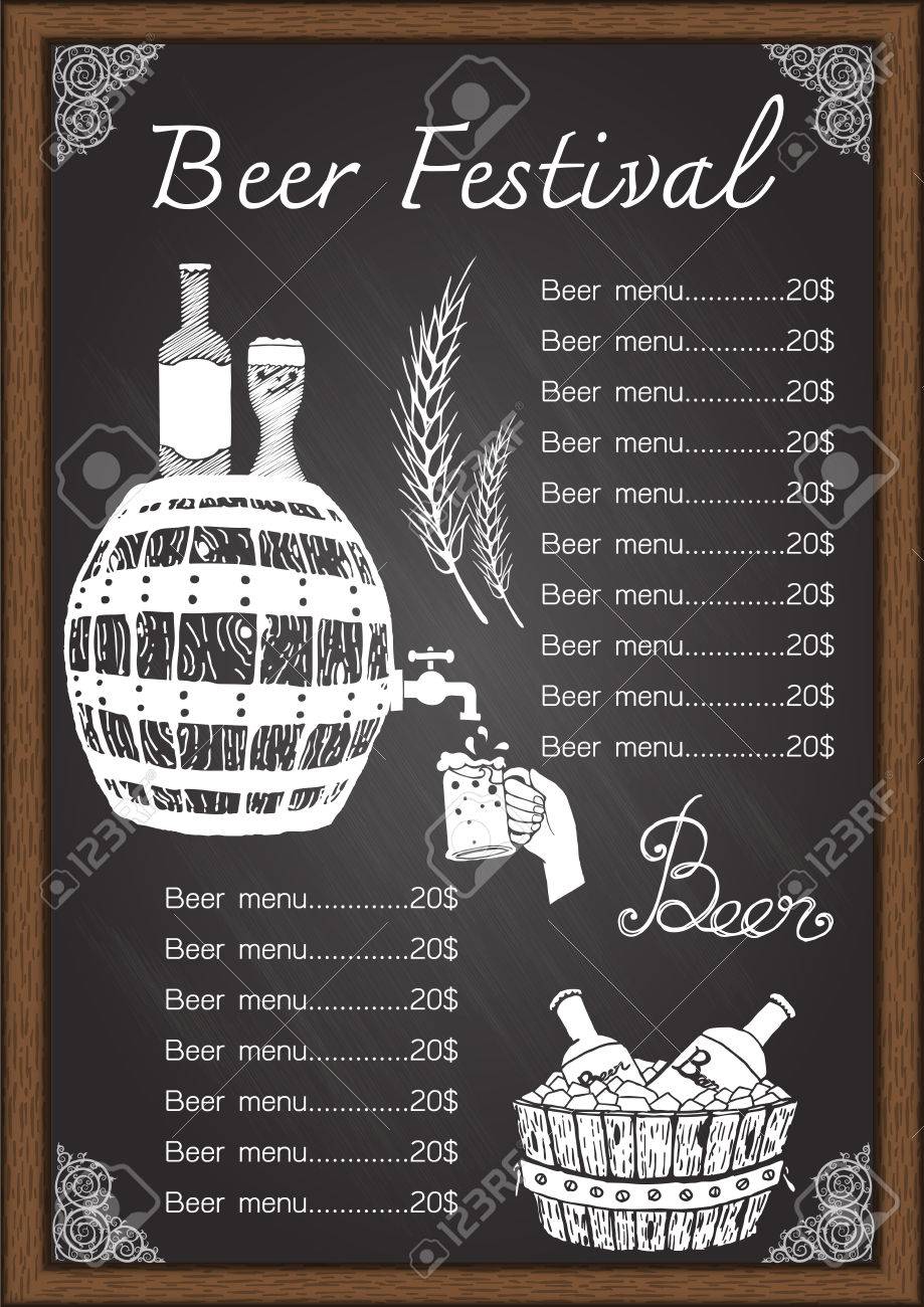 Bier Menu Getrankekarte Auf Tafel Template Design Lizenzfrei Nutzbare Vektorgrafiken Clip Arts Illustrationen Image