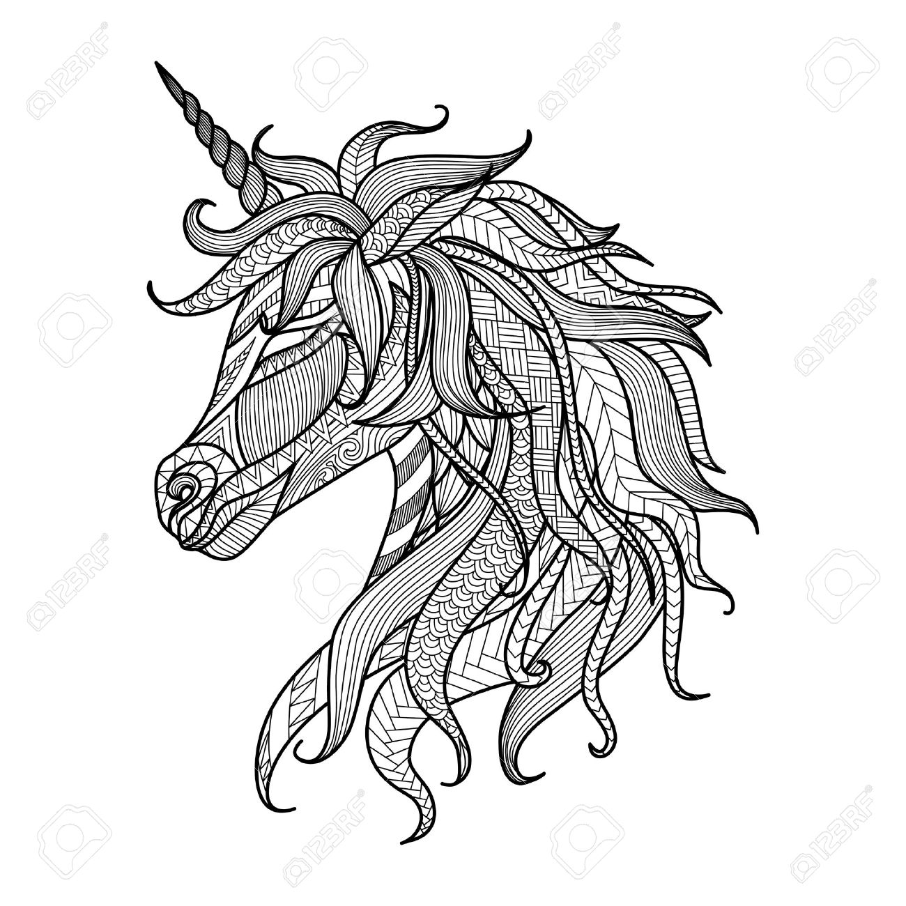 Dessin D Un Style Zentangle De Licorne Pour Livre De Coloriage Tatouage Creation De Chemise Logo Signe Clip Art Libres De Droits Vecteurs Et Illustration Image 44930066