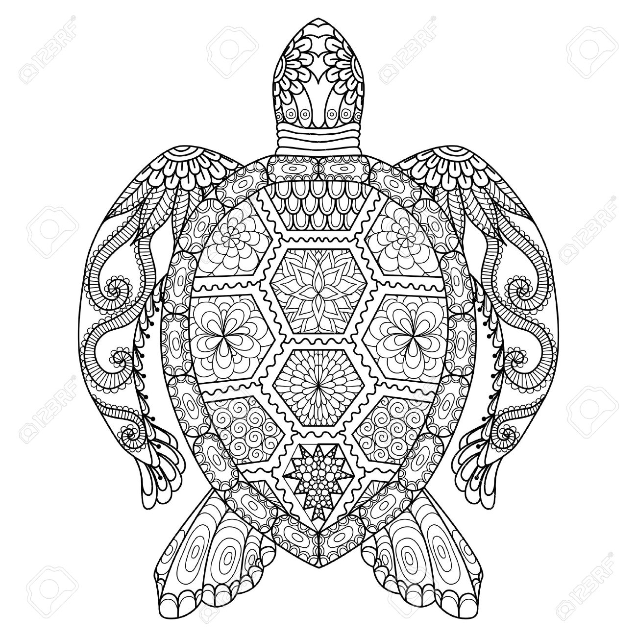 Drawing Zentangle Turtle For Coloring Page Shirt Design Effect Drawing zentangle turtle for coloring page shirt design effect logo tattoo and decoration