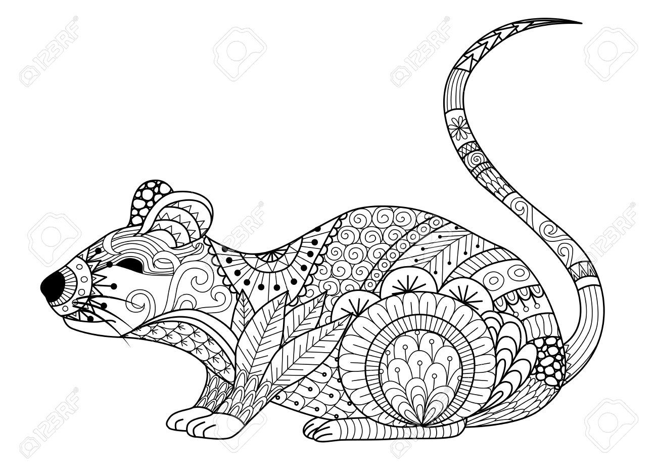 Hand Gezeichnete Maus Fur Malbuch Fur Erwachsene Und Andere Dekorationen Lizenzfrei Nutzbare Vektorgrafiken Clip Arts Illustrationen Image