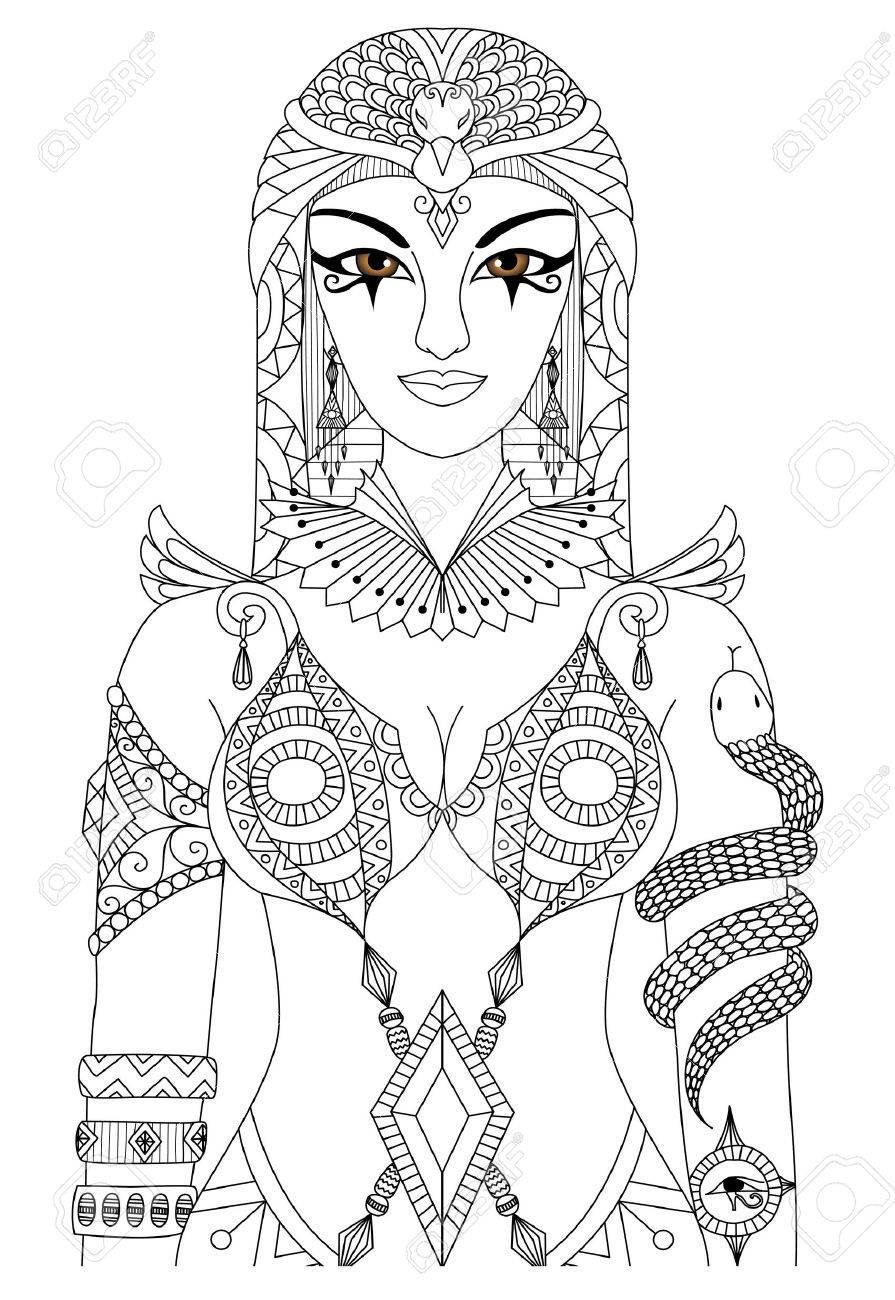 Cleopatra queen of Egypt design for coloring book for adult , anti stress coloring pages - 51326548 Cleopatra queen of Egypt design for coloring book for adult , anti stress coloring pages - 51326548