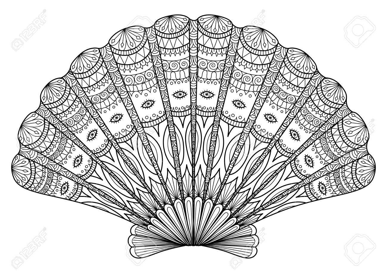 ぬりえ本 タトゥー T シャツ デザインなどの貝殻 のイラスト素材 ベクタ Image